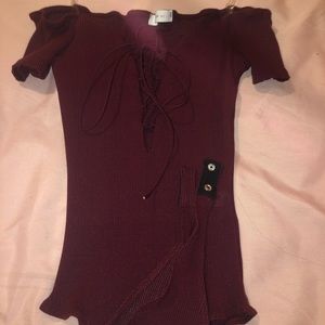 Maroon off the shoulder body suit